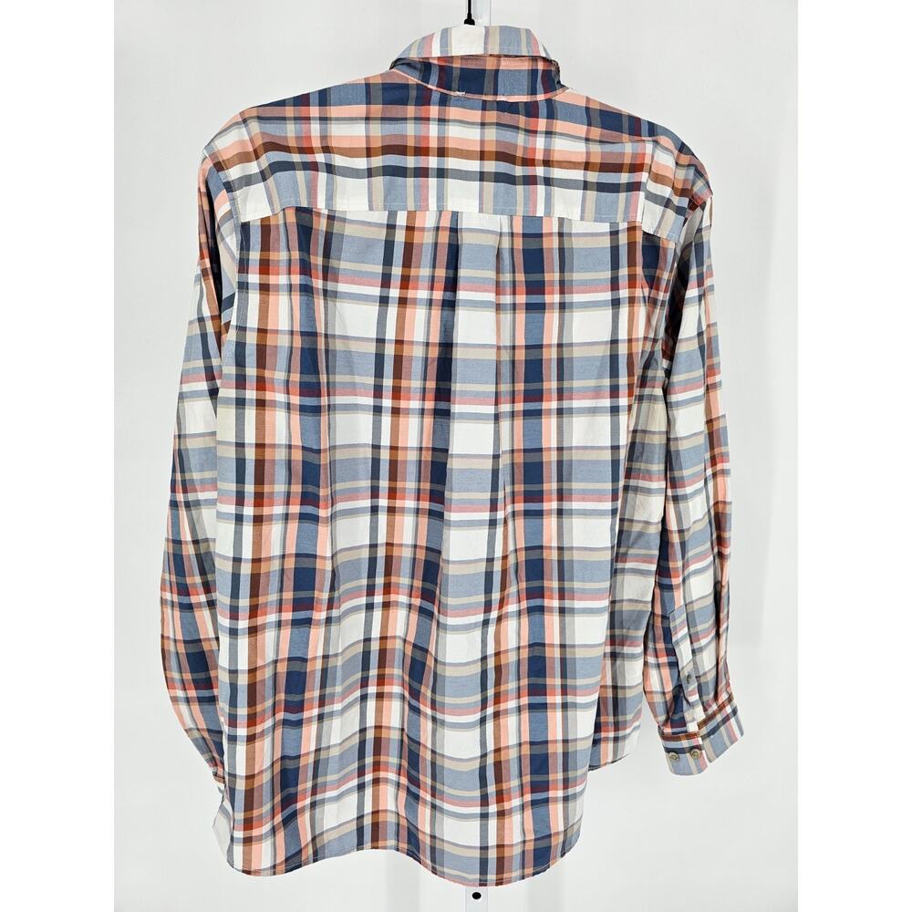 Eddie Bauer Mens Sz L Long Sleeve Button Up Hiking Shirt Blue Orange Plaid - Picture 4 of 4